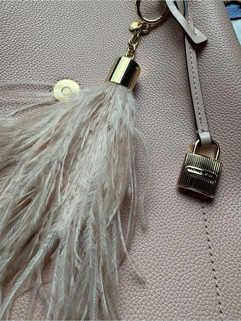 Michael Kors Blush Pink Pebbled Leather Backpack with Feather Tassel